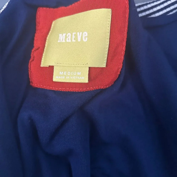 Maeve Anthropologie Cameron Blue Stripe Orange Midi Swing Dress Geometric Medium - Picture 5 of 7